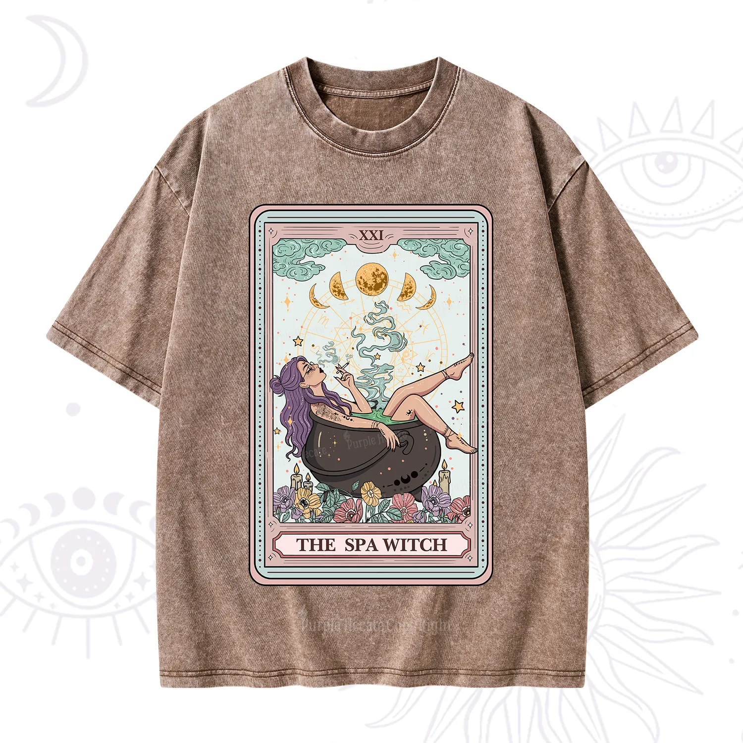 Purplehecate The Spa Witch Tarot Card Washed T-Shirt