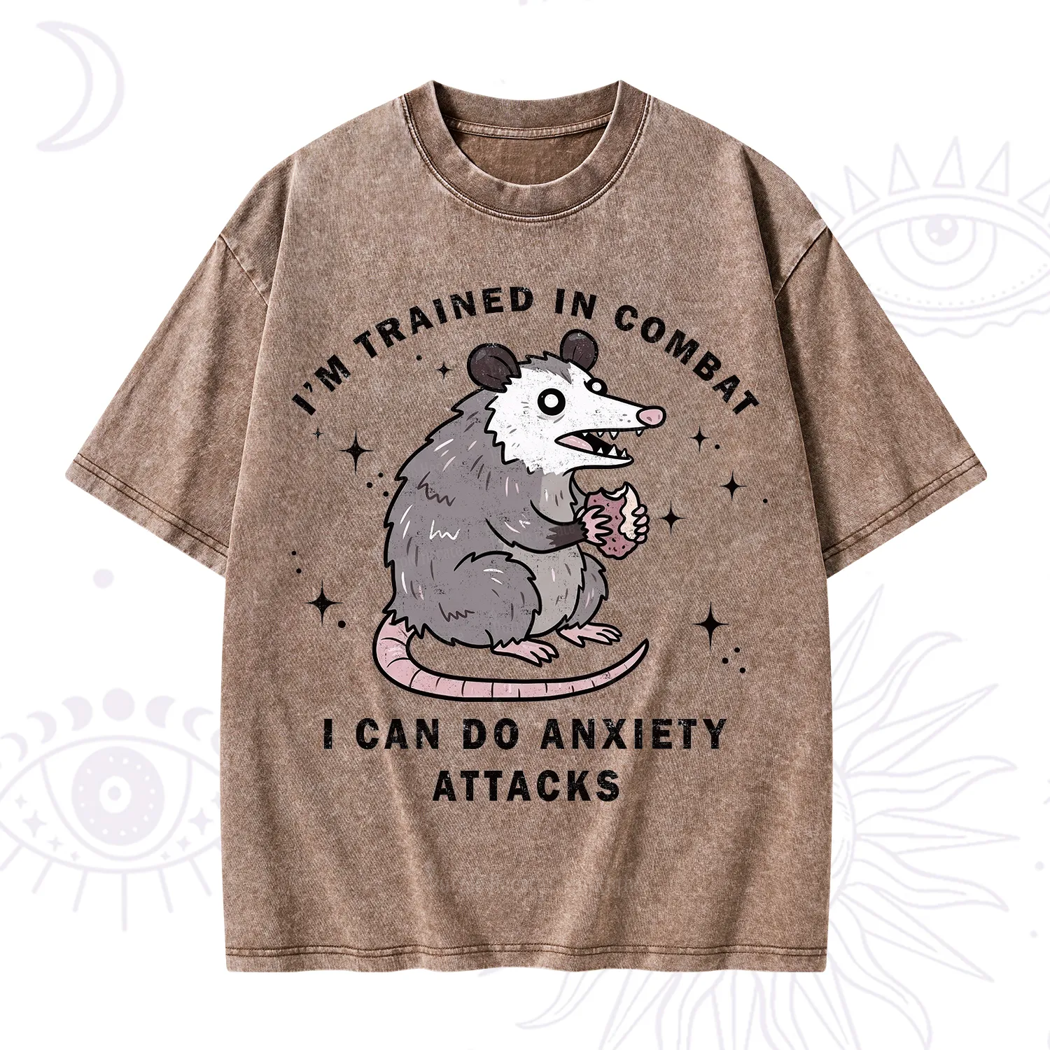 Purplehecate Anixety Attack Opossum Washed T-Shirt
