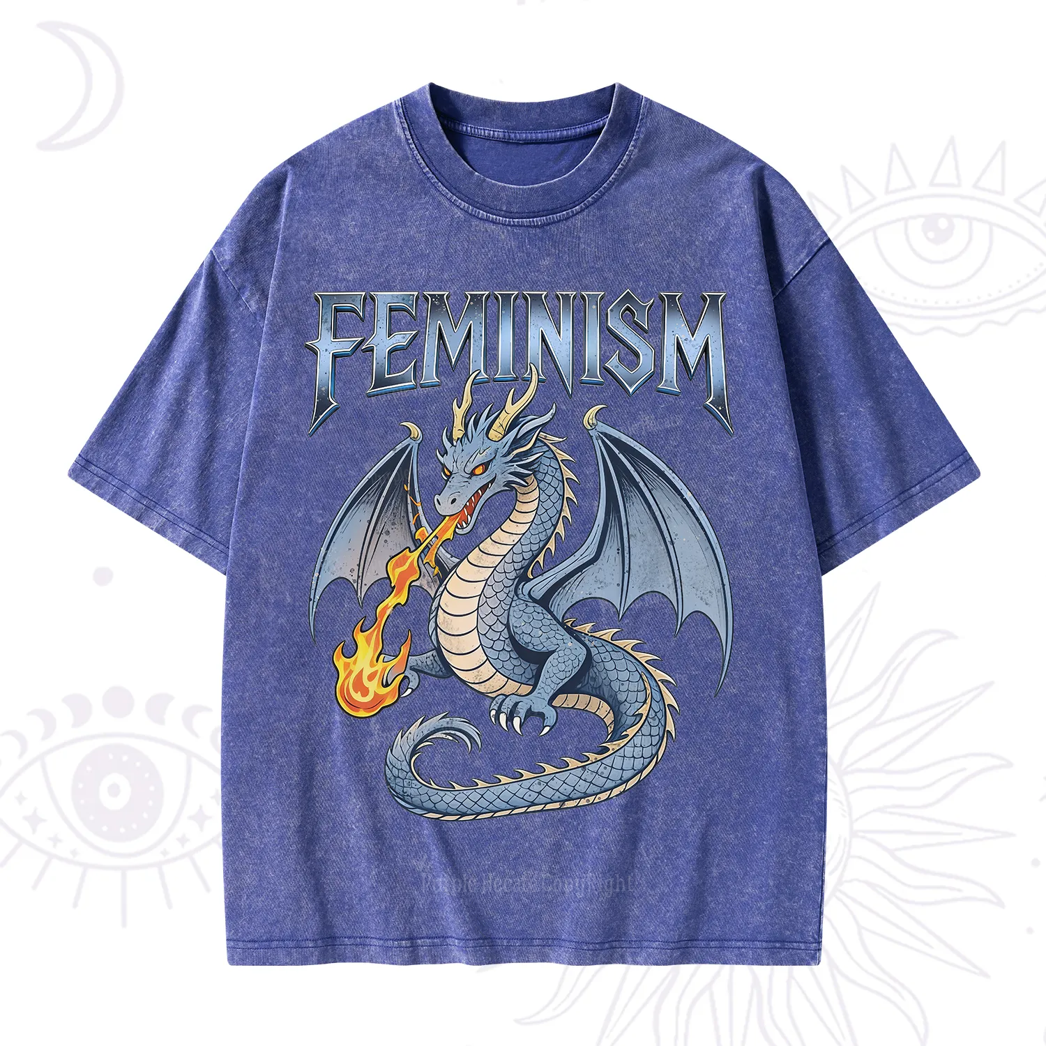 Purplehecate Feminism Dragon Fantasy Washed T-Shirt