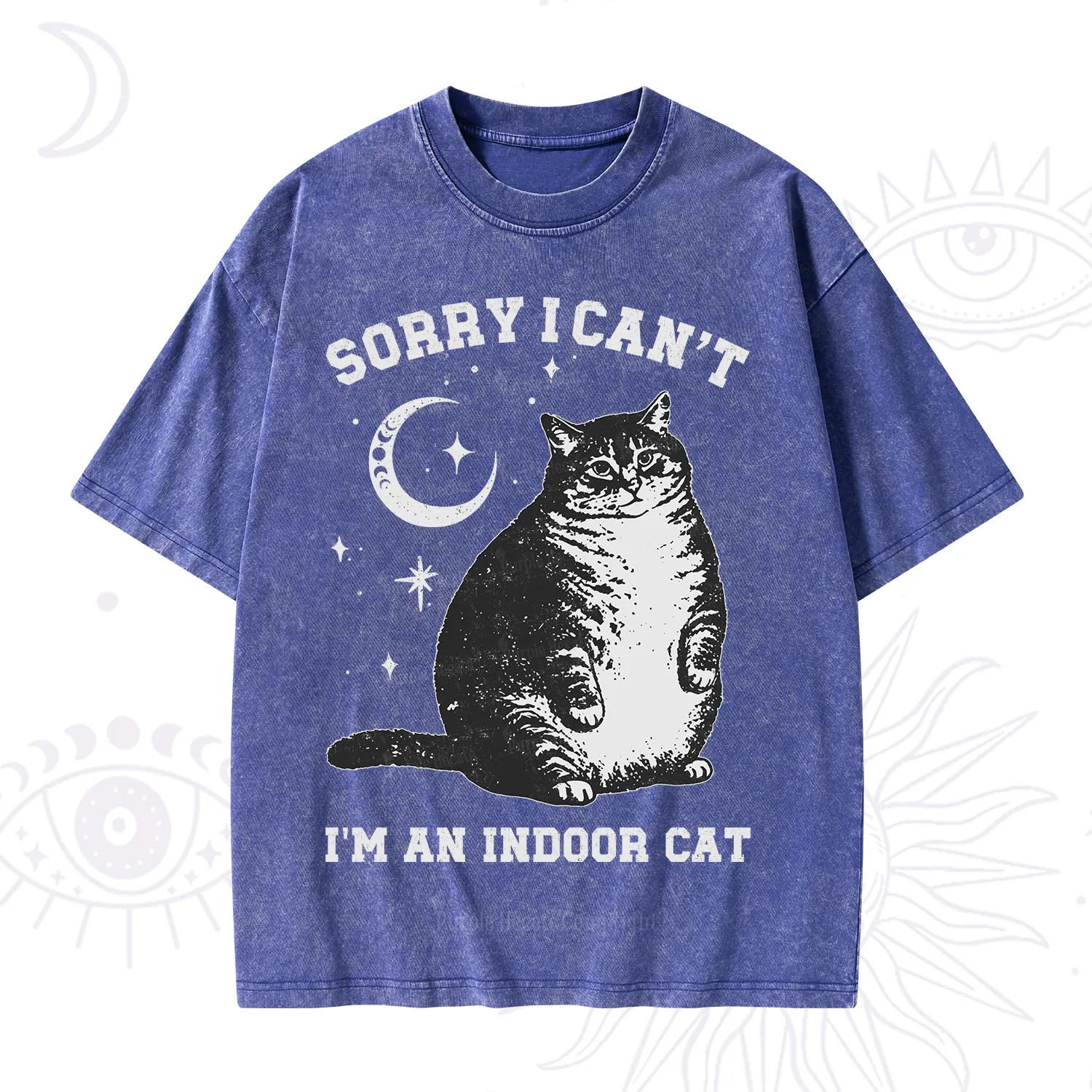 Purplehecate Sorry I Can't Go I'm an Indoor Cat Washed T-Shirt