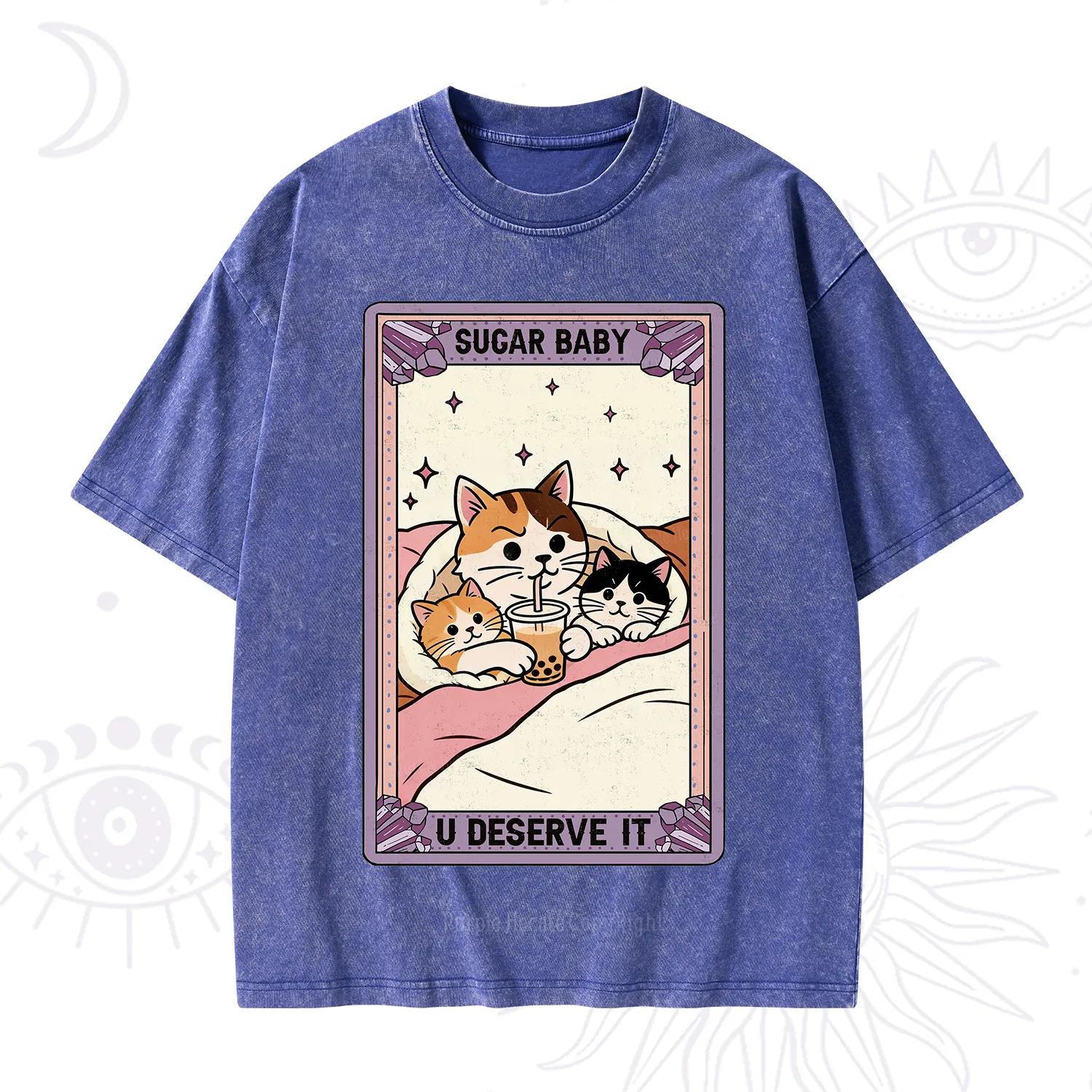 Purplehecate The Sugar Baby Cat Tarot Washed T-Shirt