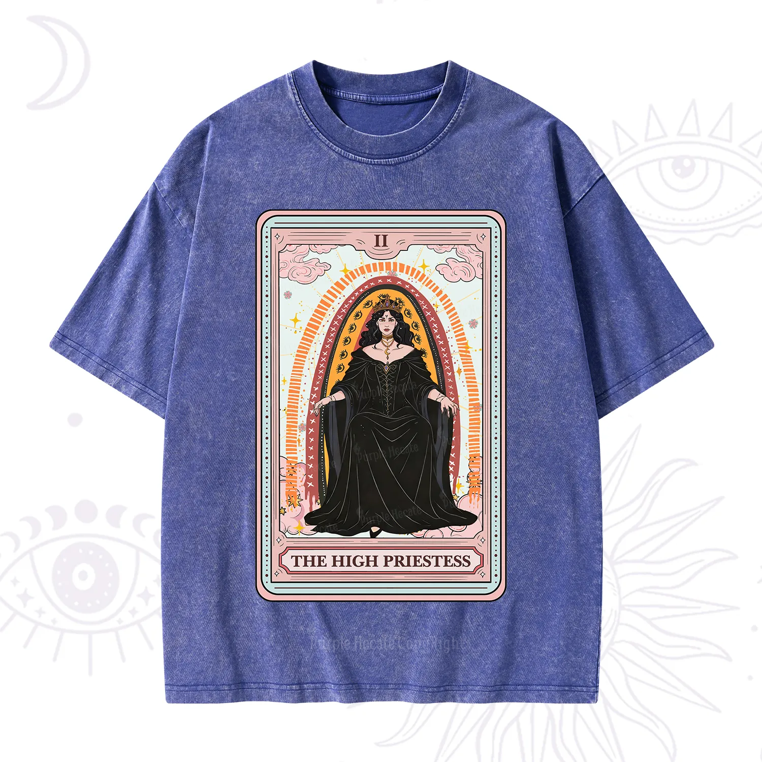 Purplehecate The High Priestess Tarot Washed T-Shirt