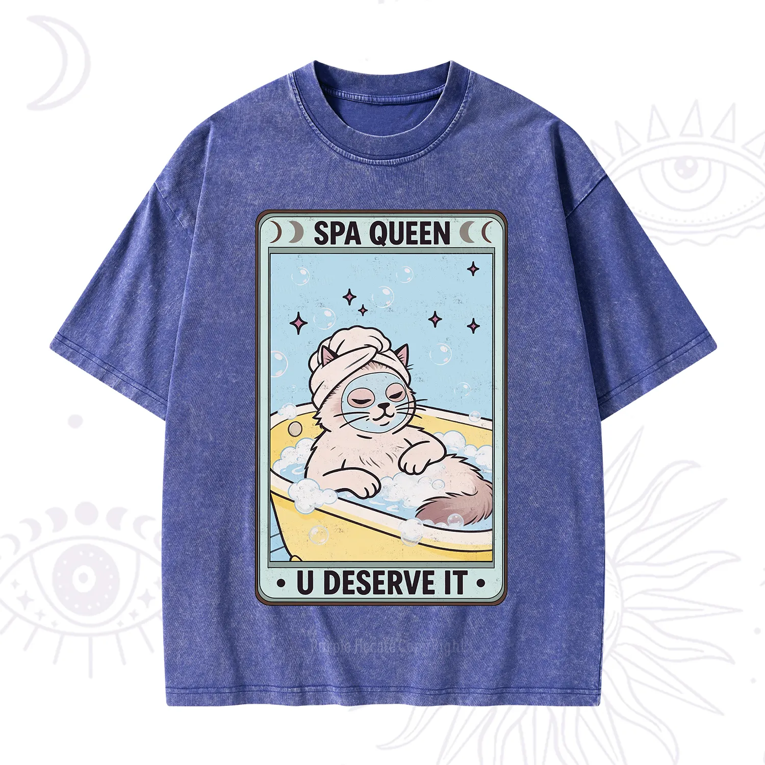 Purplehecate The Spa Queen Cat Tarot Washed T-Shirt