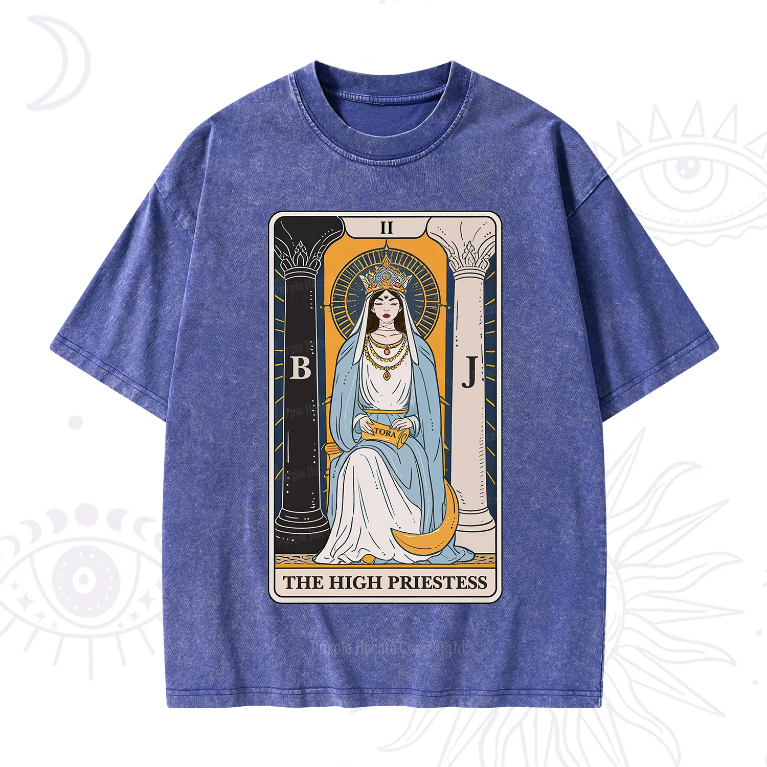 Purplehecate The High Priestess Tarot Card Washed T-Shirt