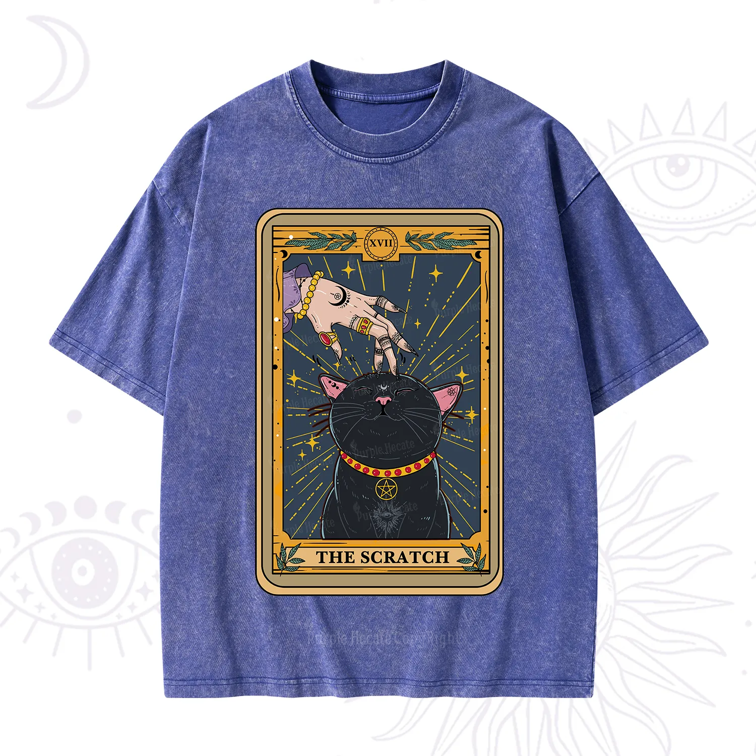 Purplehecate The Scratch Cat Tarot Washed T-Shirt