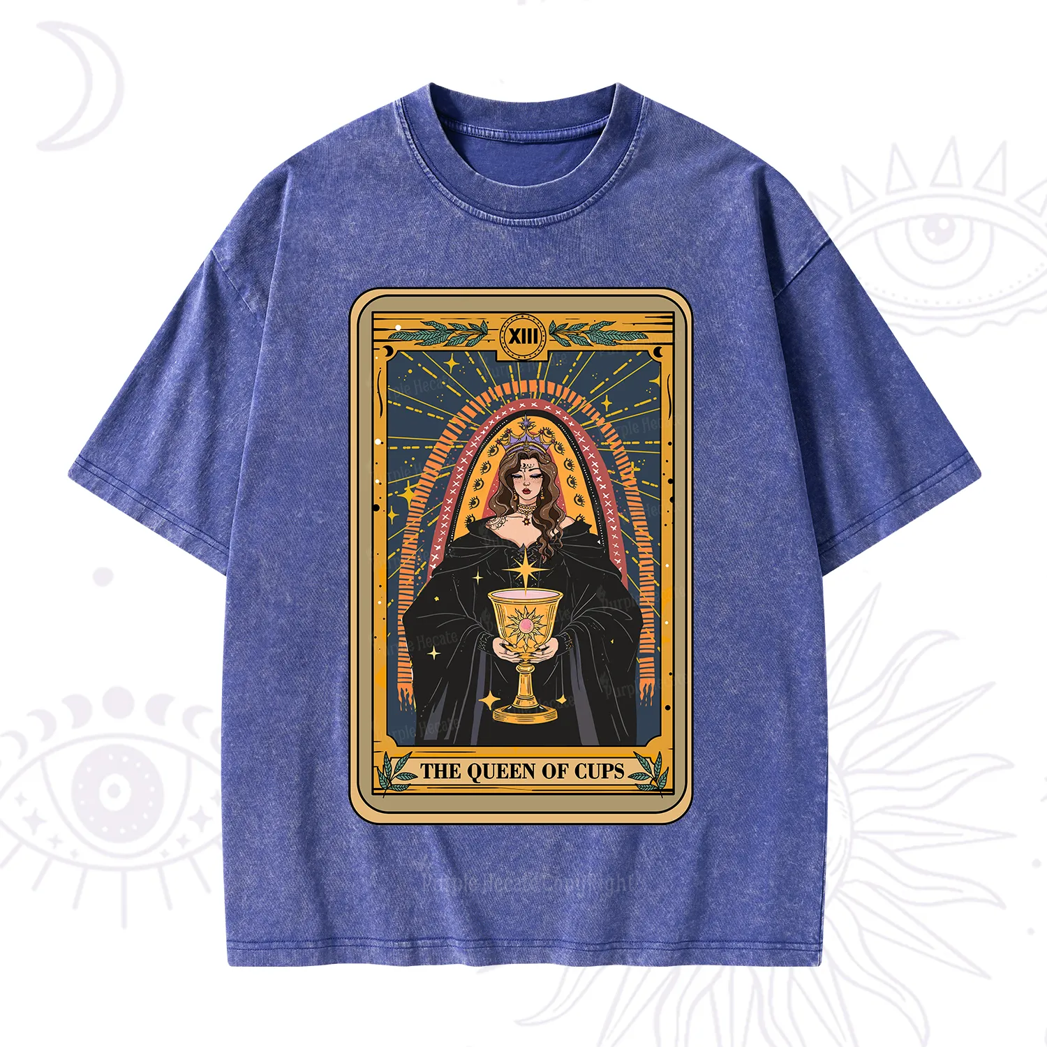 Purplehecate The Queen of Cups Tarot Washed T-Shirt
