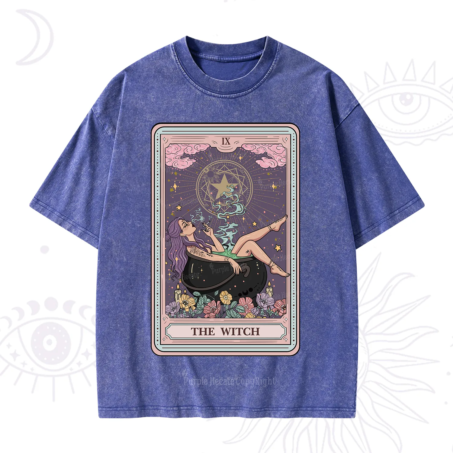 Purplehecate The Witch Tarot Card Washed T-Shirt