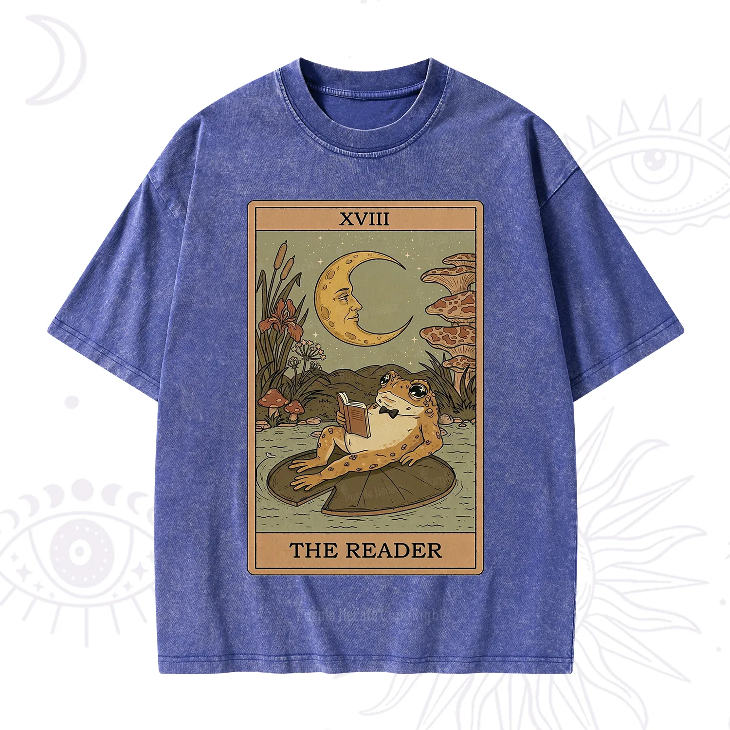 Purplehecate The Reader Frog Tarot Washed T-Shirt