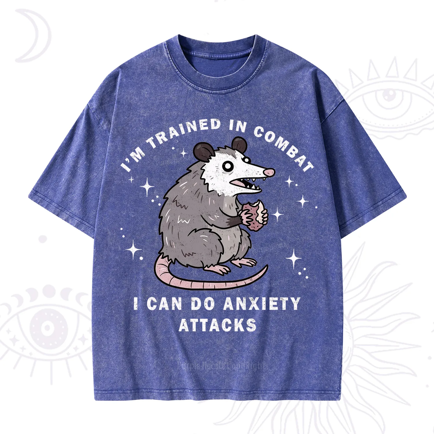 Purplehecate Anixety Attack Opossum Washed T-Shirt