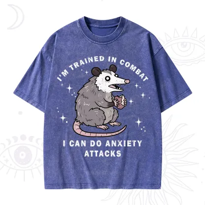 Purplehecate Anixety Attack Opossum Washed T-Shirt