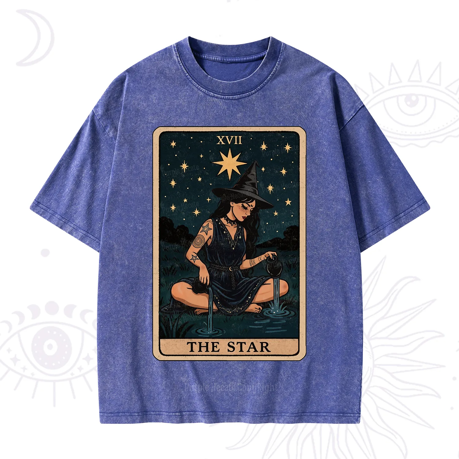 Purplehecate The Star Witch Tarot Washed T-Shirt