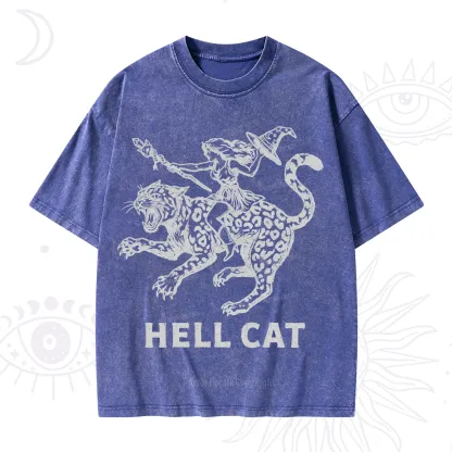 Purplehecate Hex Girl Hell Cat Washed T-Shirt