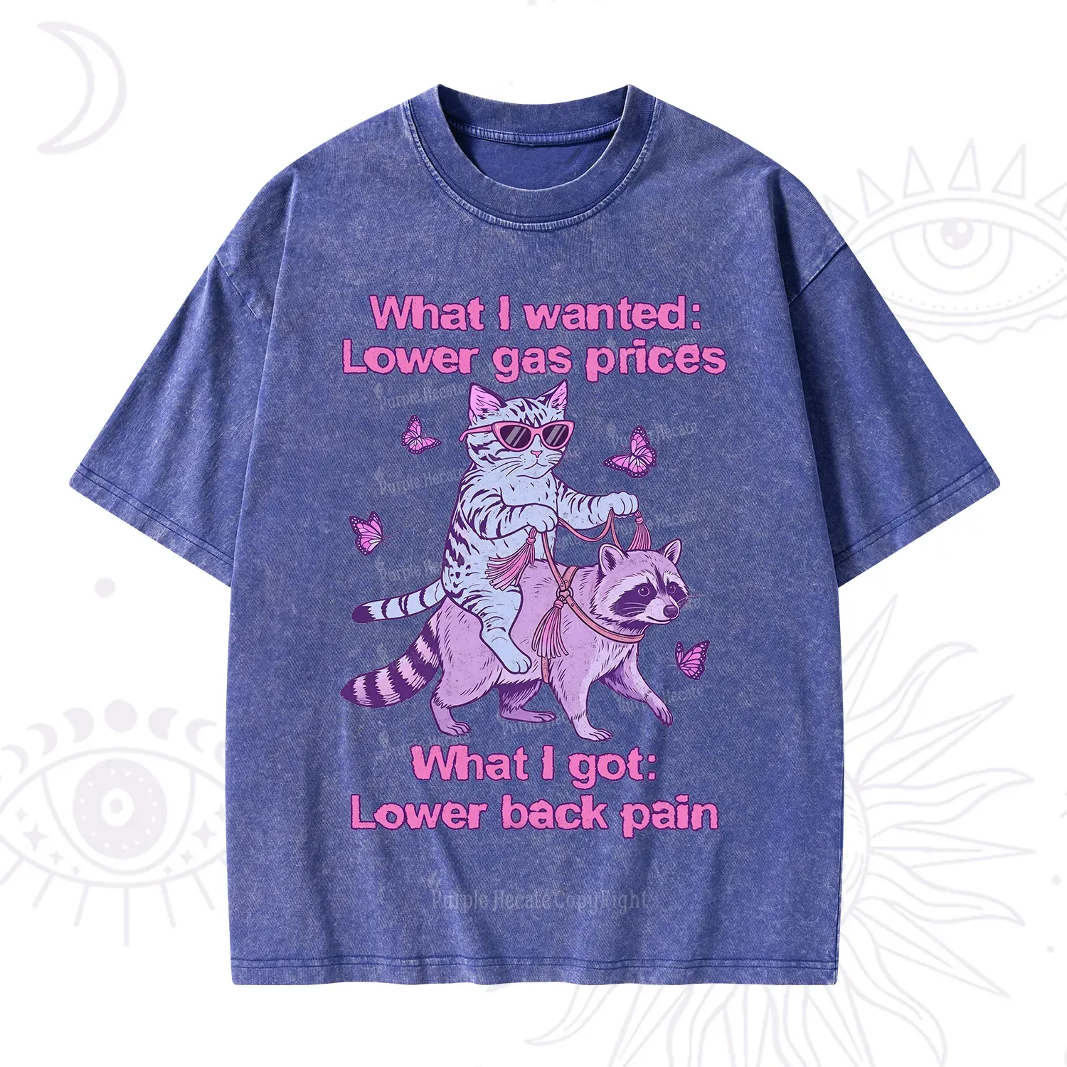 Purplehecate Lower Gas Prices Lower Back Pain Cat Washed T-Shirt