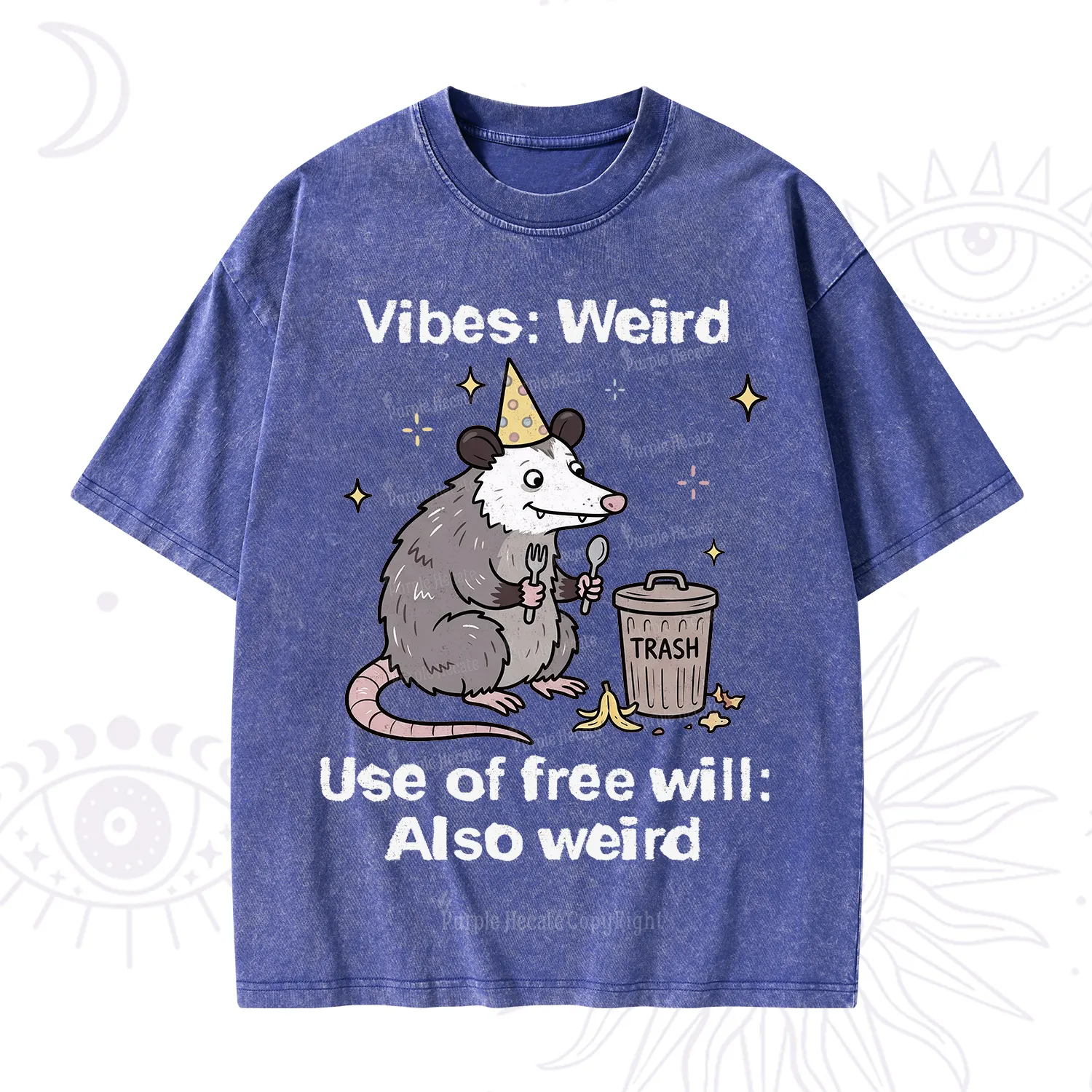 Purplehecate Weird Vibes Only Opossum Washed T-Shirt
