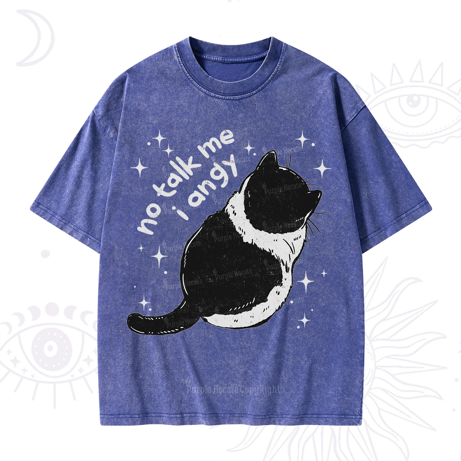 Purplehecate No Talk Me Im Angy Cat Washed T-Shirt