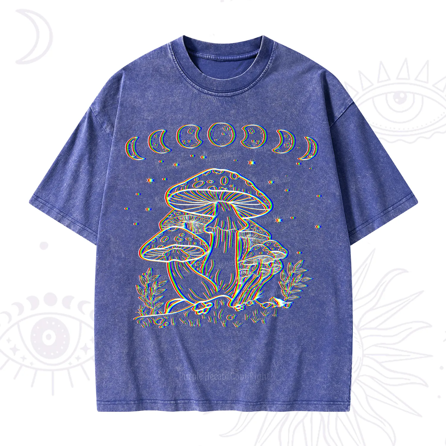 Purplehecate Mushroom and Moon Washed T-Shirt