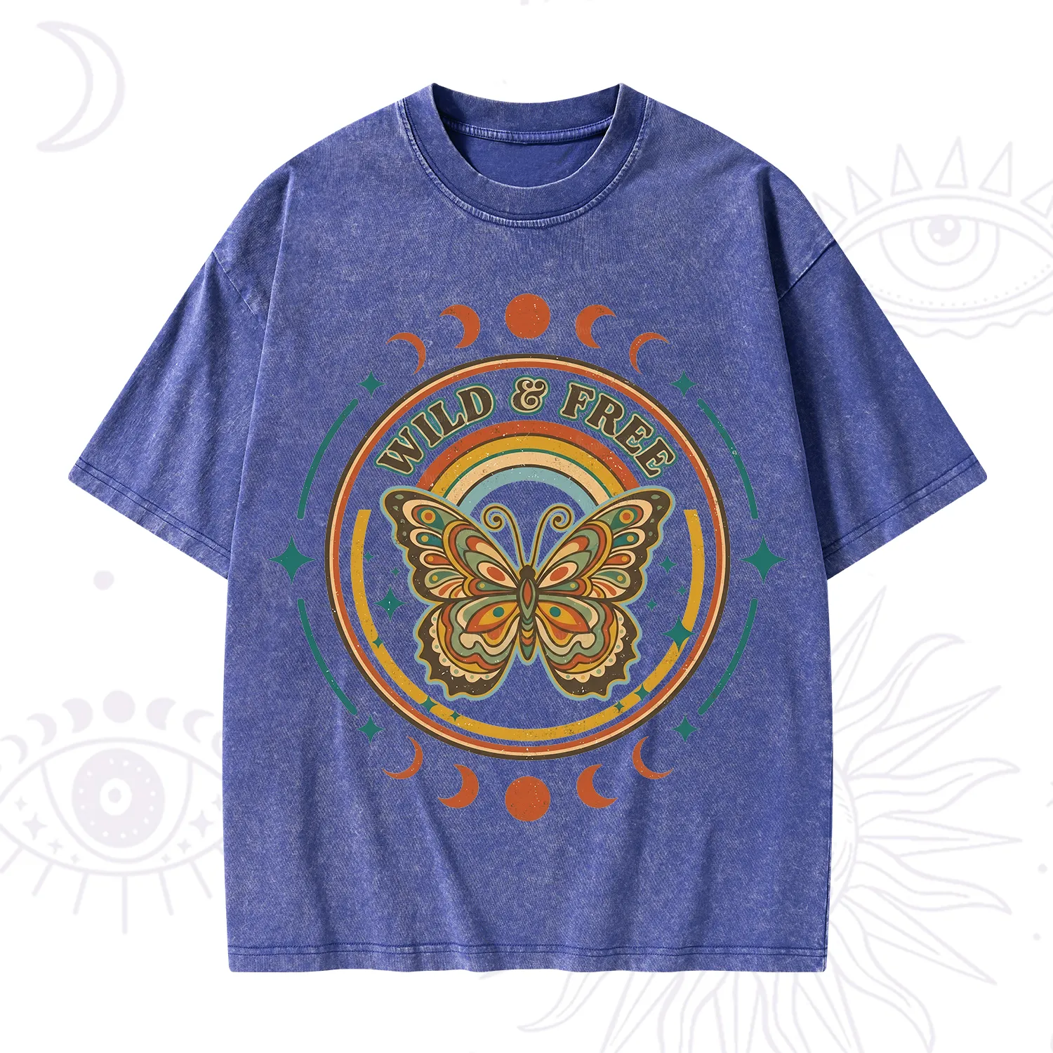 Purplehecate Wild And Free Butterfly Washed T-Shirt