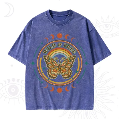 Purplehecate Wild And Free Butterfly Washed T-Shirt