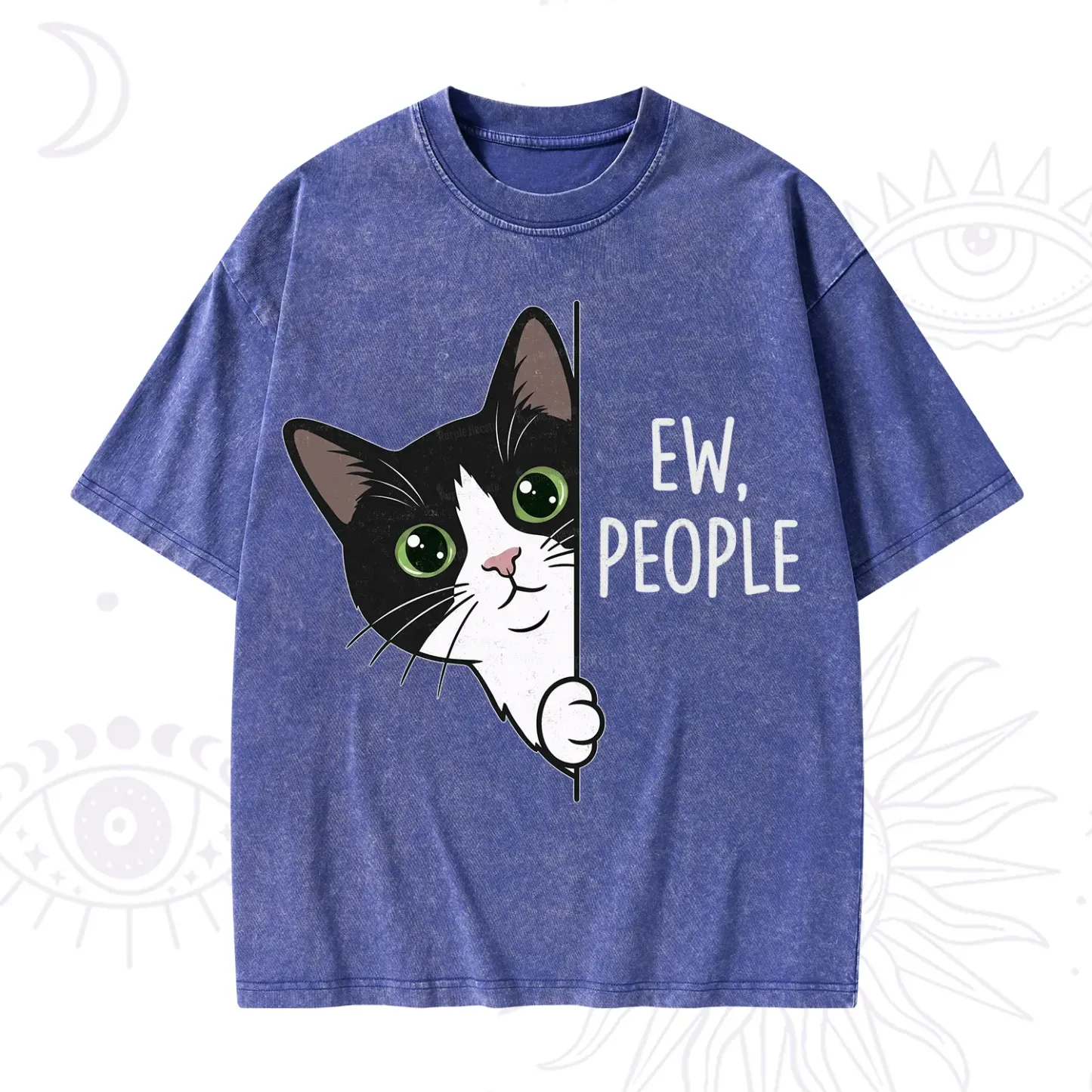 Purplehecate Funny Cat Ew People Washed T-Shirt
