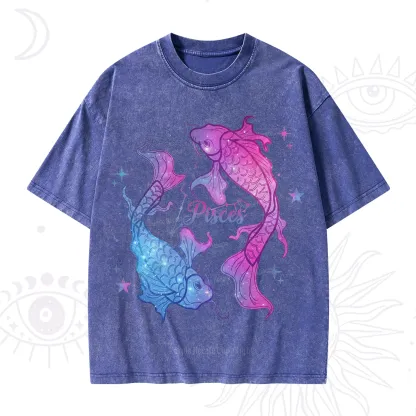 Purplehecate Pisces Zodiac Washed T-Shirt
