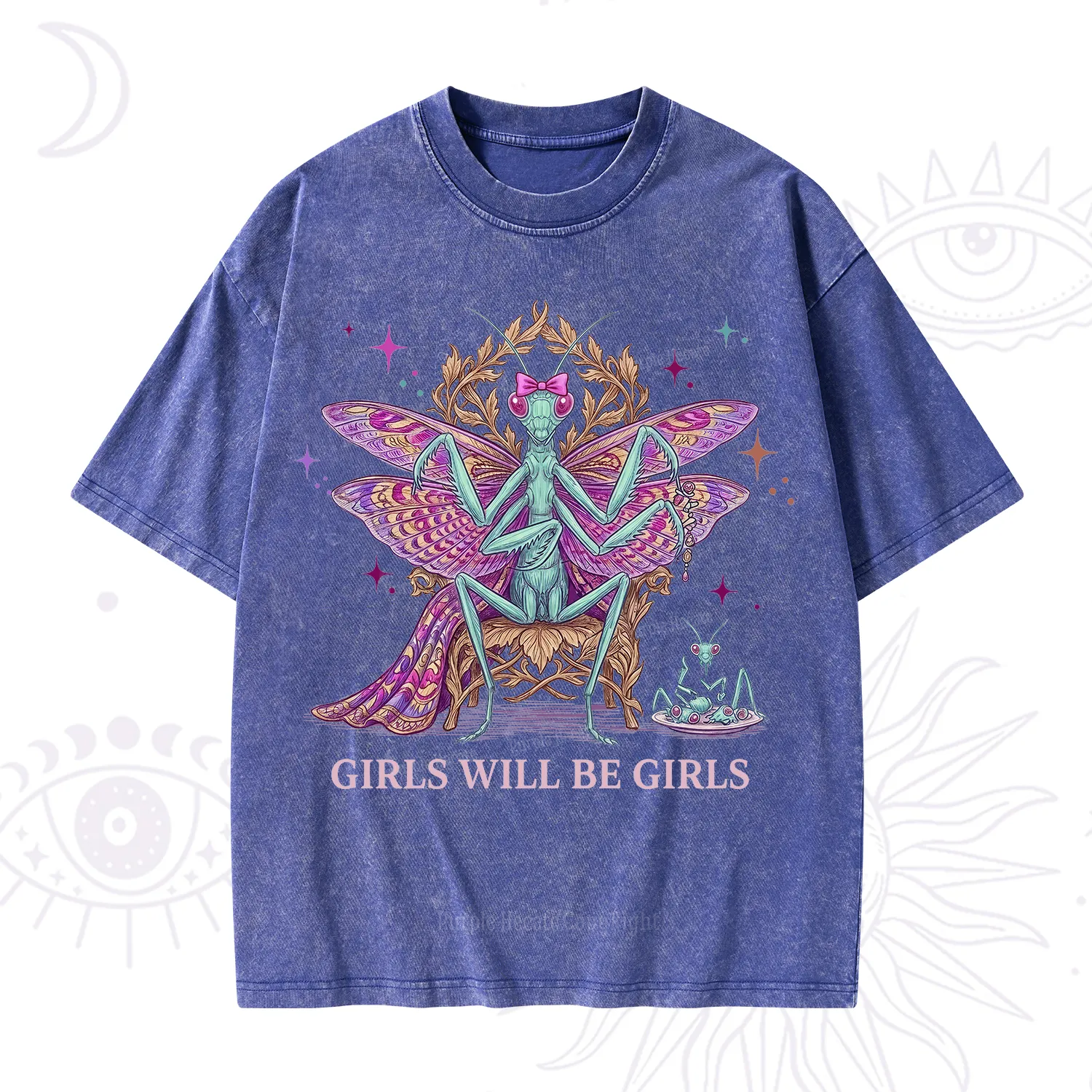 Purplehecate Girls Will Be Girls Mantis Queen Washed T-Shirt