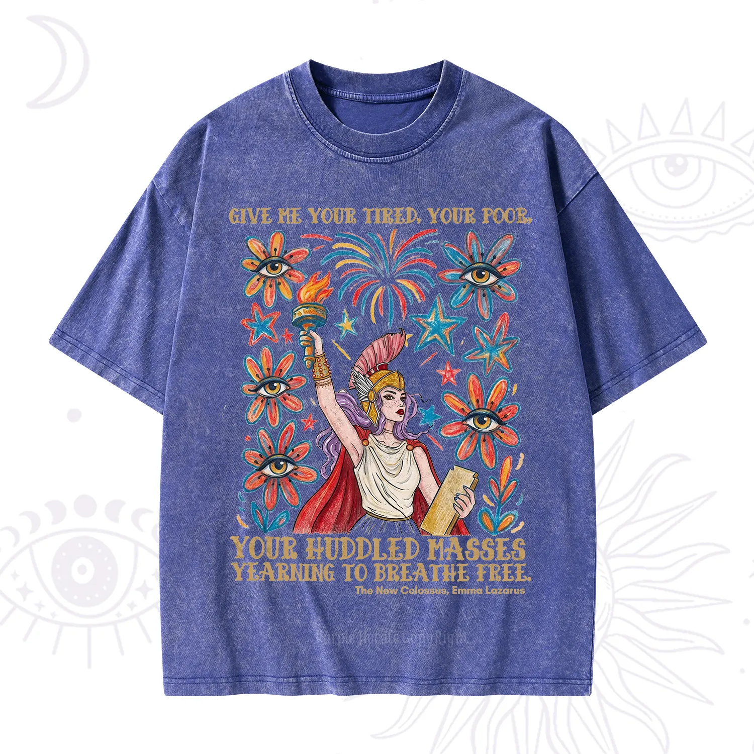 Purplehecate Give Me Your Tired Your Poor Statue of Liberty Washed T-Shirt