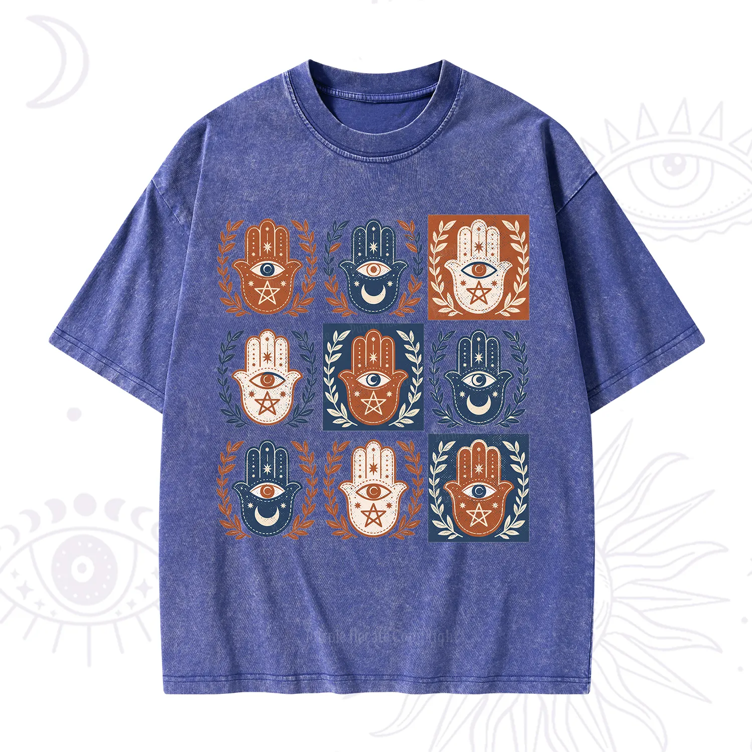 Purplehecate Hamsa Hand Washed T-Shirt
