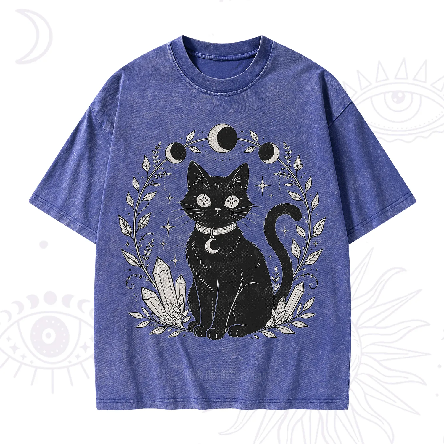 Purplehecate Mystical Cat Washed T-Shirt