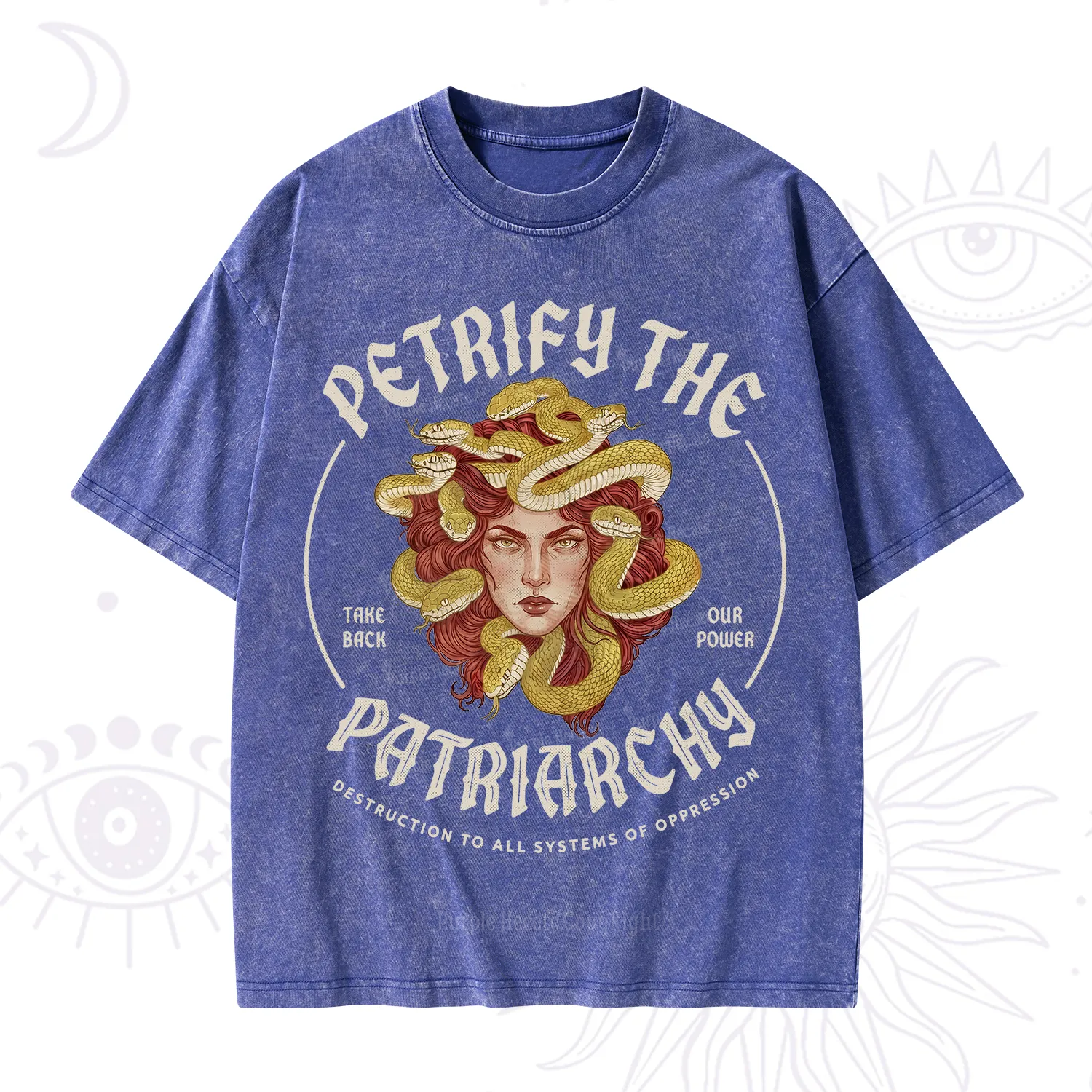 Purplehecate Petrify Patriarchy Medusa Washed T-Shirt