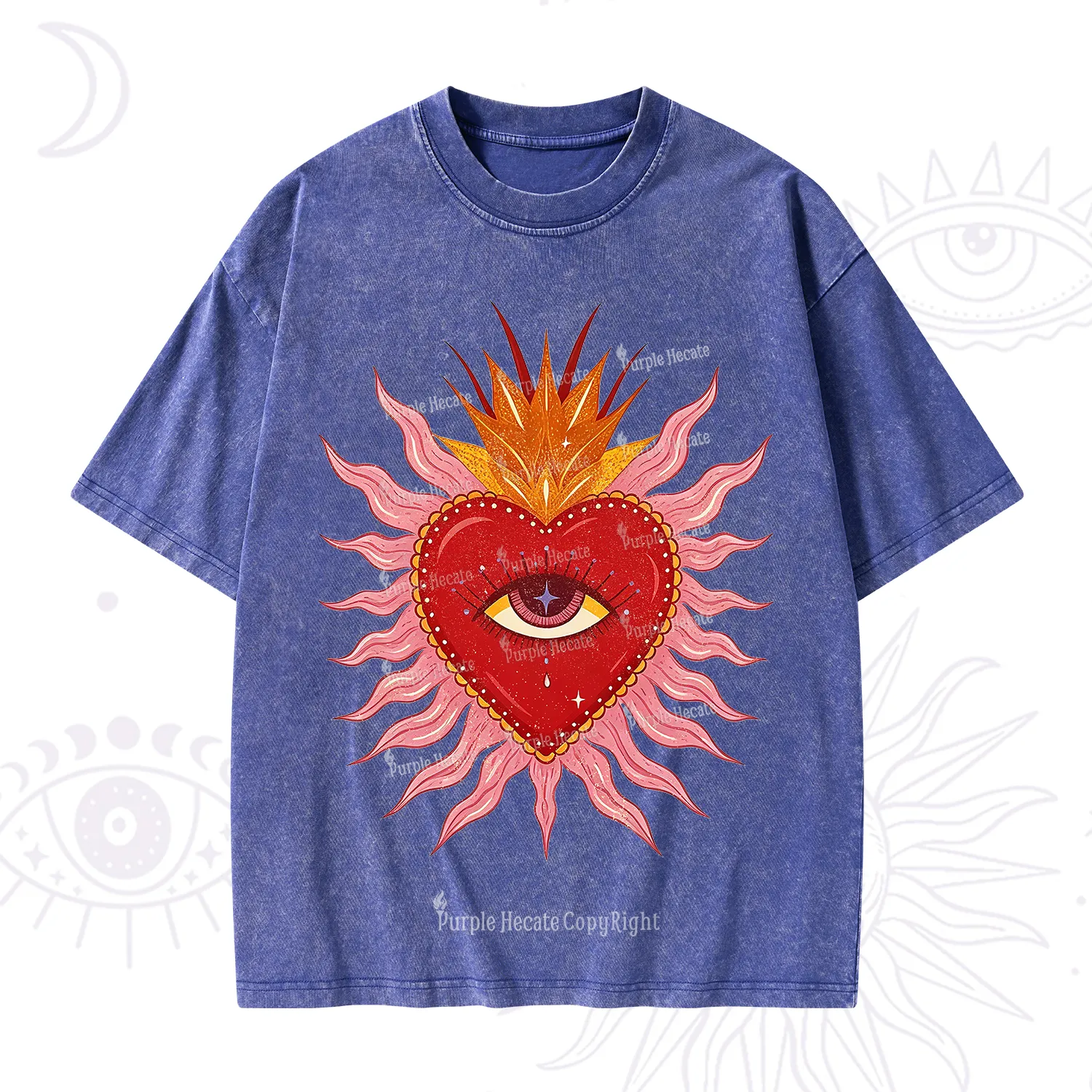 Purplehecate Sacred Flame Heart Washed T-Shirt
