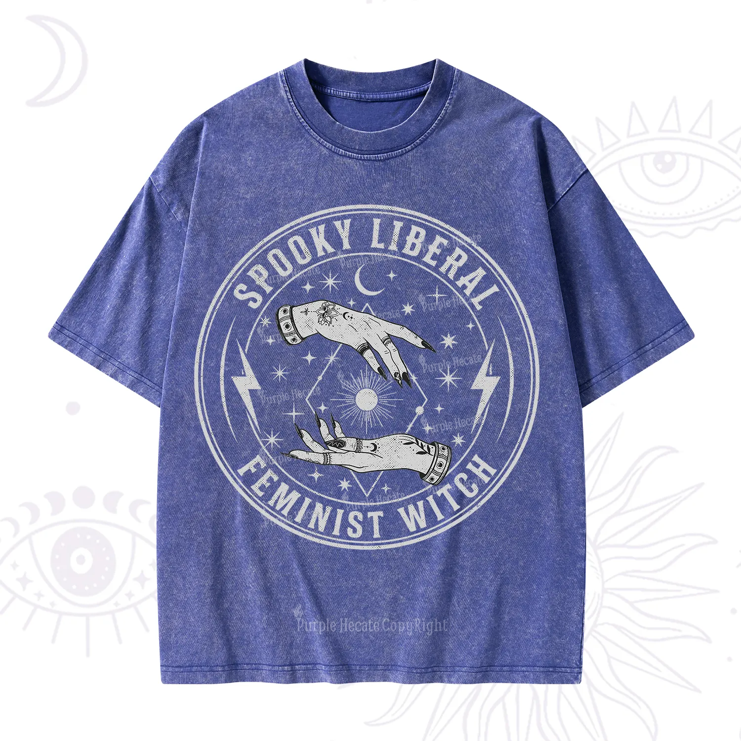 Purplehecate Spooky Liberal Feminist Witch Washed T-Shirt