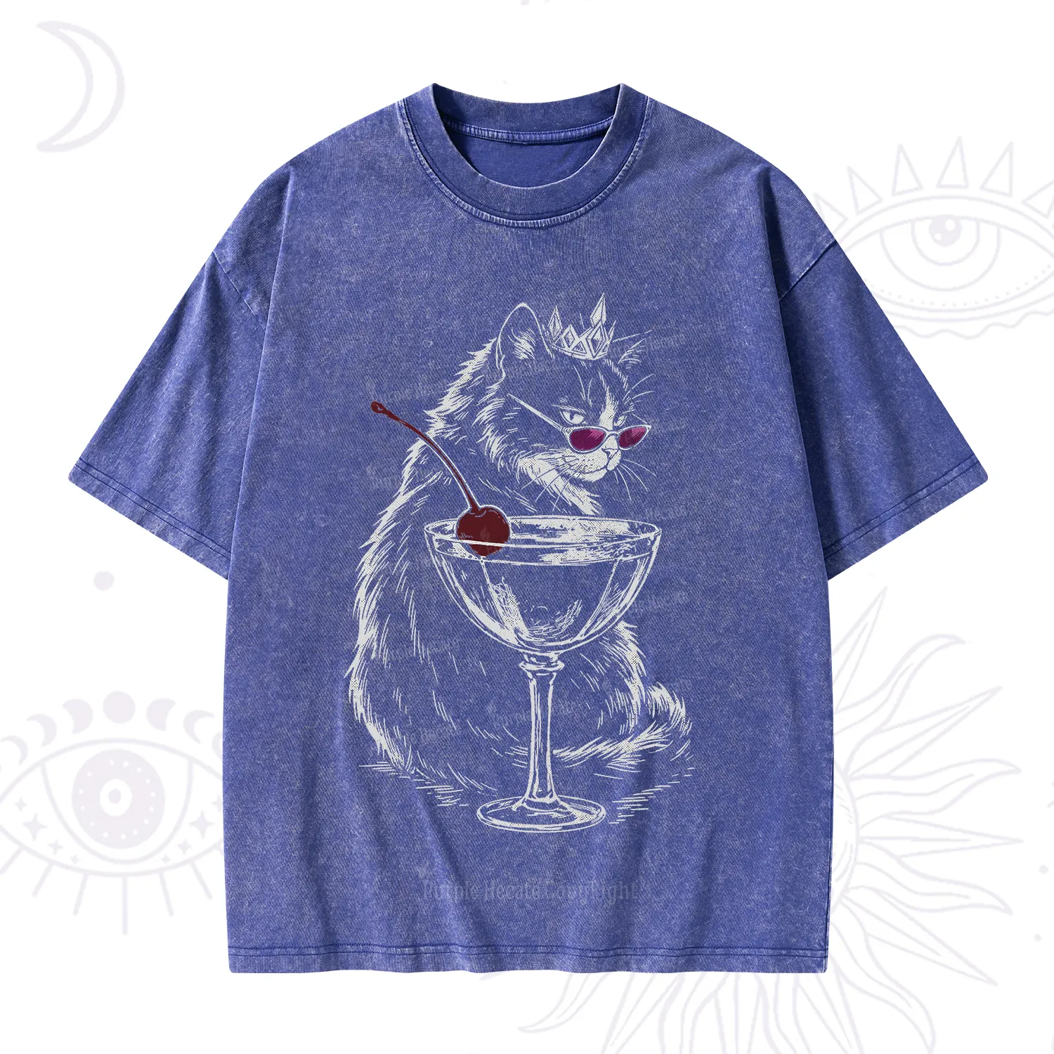 Purplehecate Martini Queen Cat Washed T-Shirt