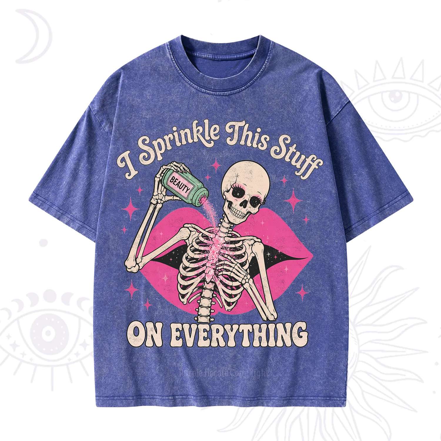 Purplehecate I Sprinkle This Stuff on Everything Beauty Skeleton Washed T-Shirt