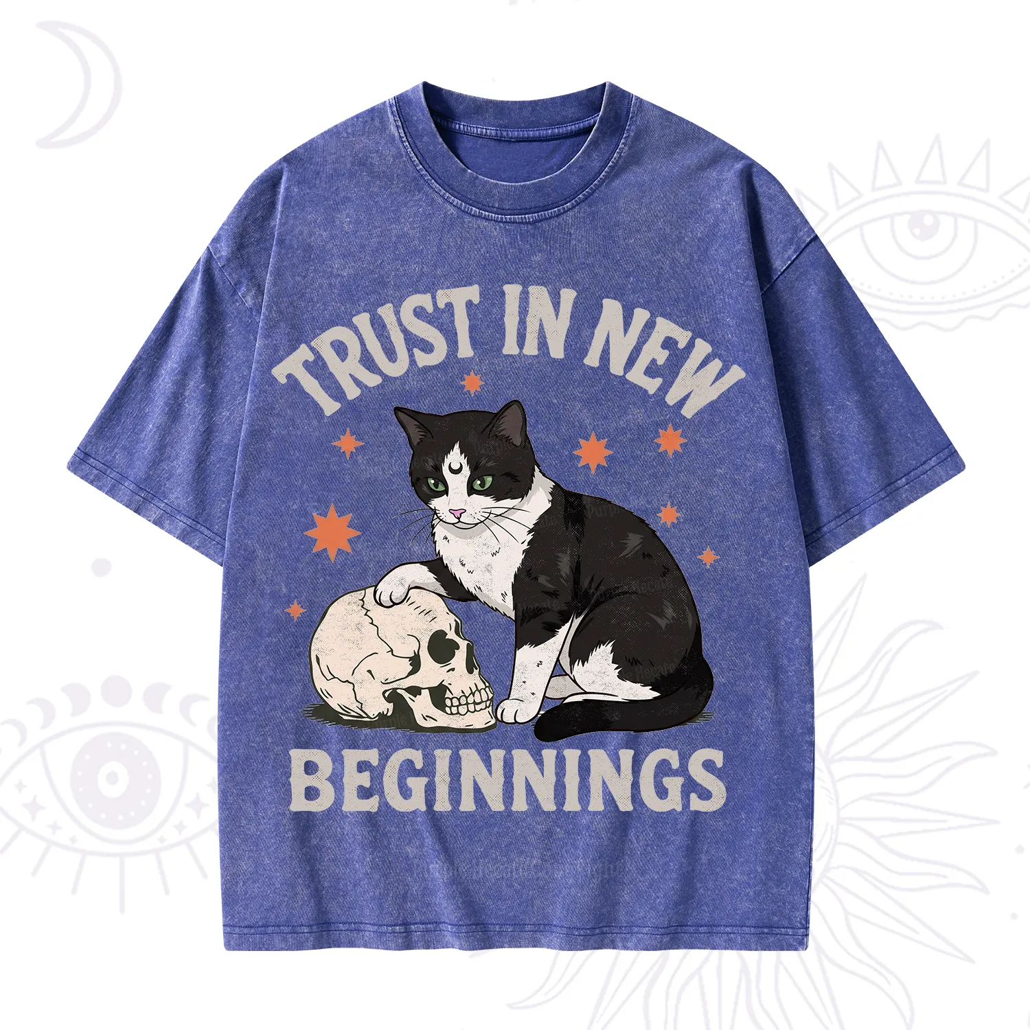 Purplehecate Trust In New Beginnings Cat Washed T-Shirt