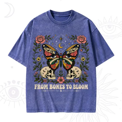 Purplehecate From Bones to Bloom Butterfly Washed T-Shirt