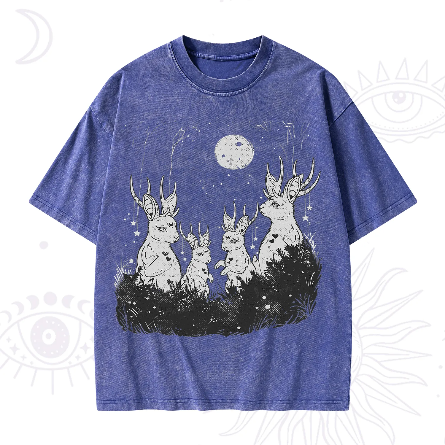 Purplehecate Moonlit Antler Bunny Washed T-Shirt