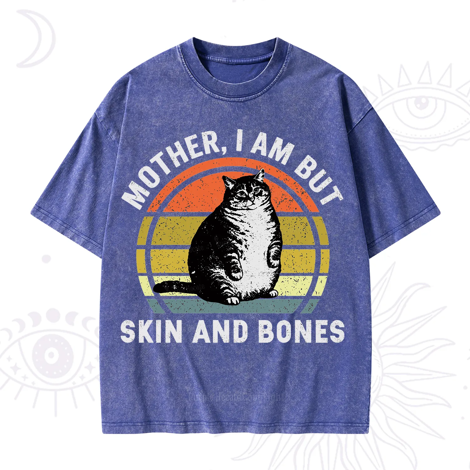 Purplehecate Mother I Am But Skin And Bones Funny Cat Washed T-Shirt