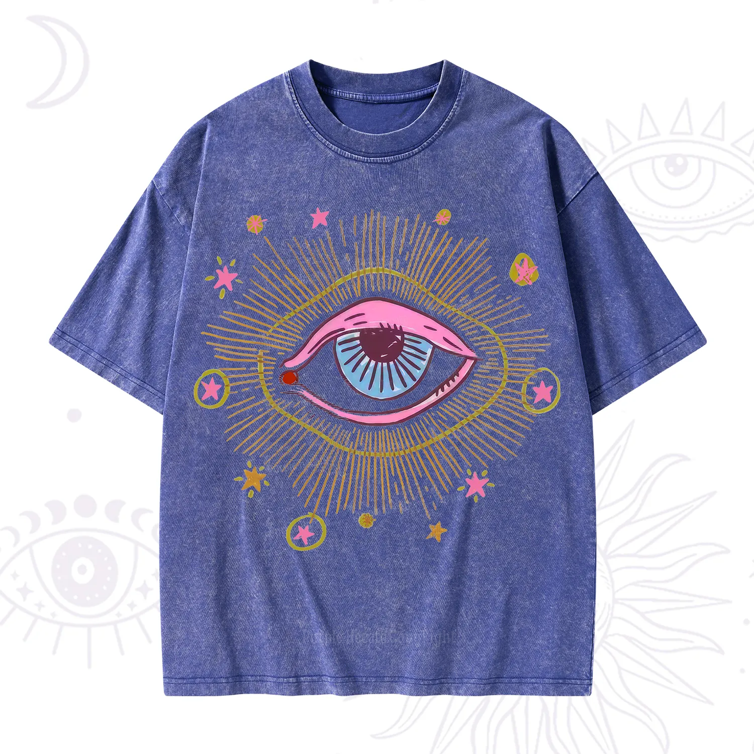 Purplehecate Mystic Gaze Evil Eye Protection Washed T-Shirt