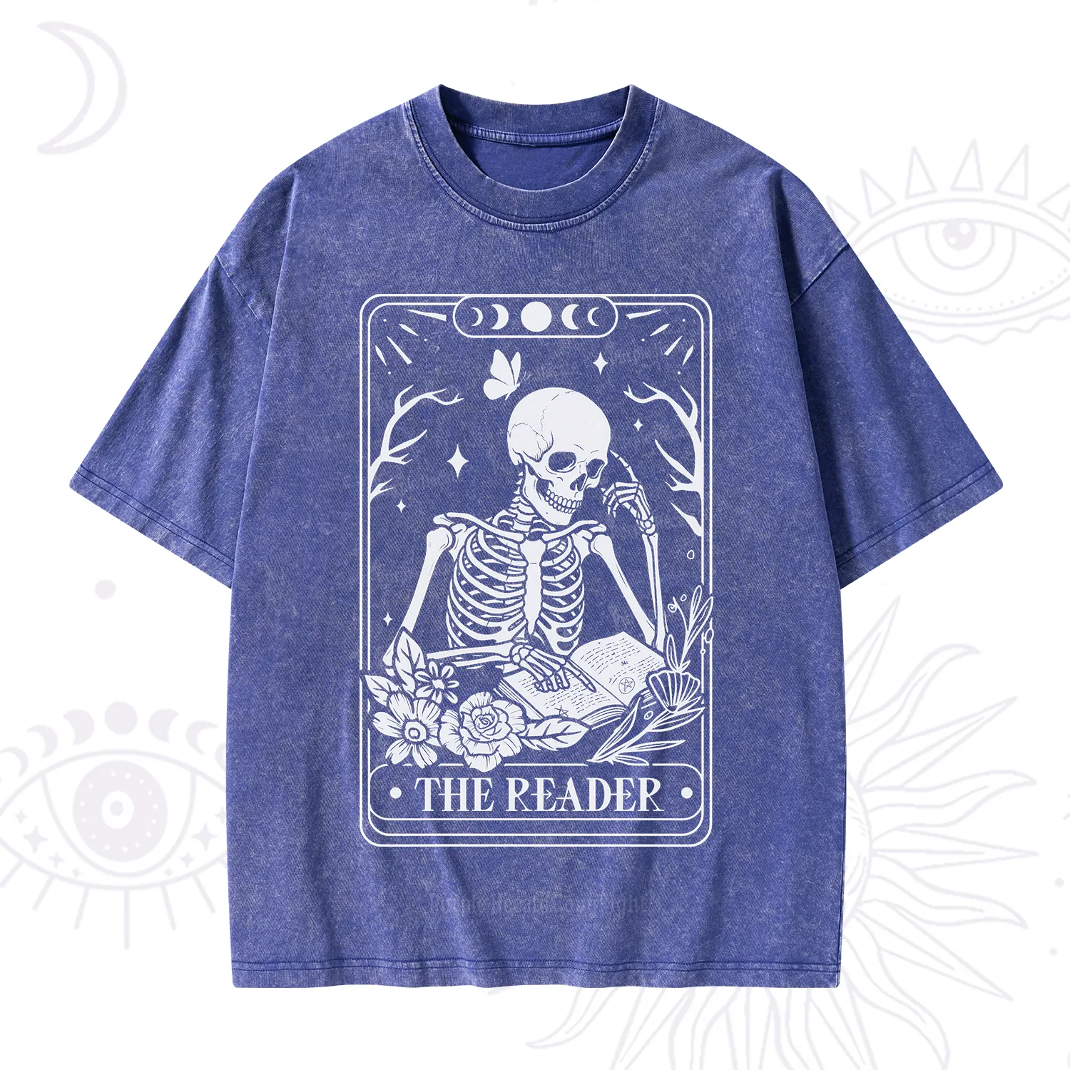 Purplehecate The Reader Tarot Skeleton Washed T-Shirt
