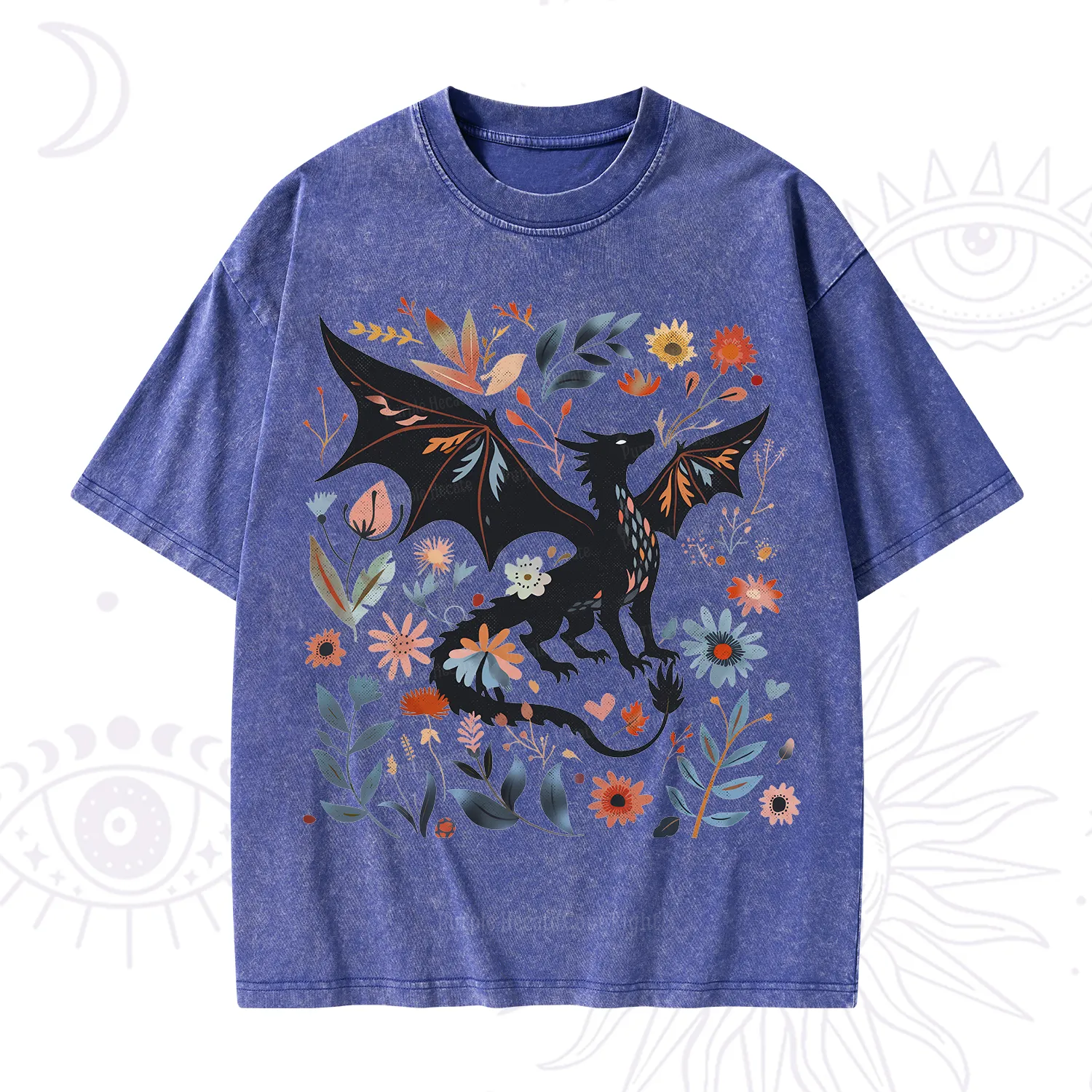 Purplehecate Vintage Fantasy Wyvern Bookish Washed T-Shirt