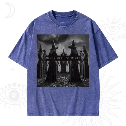 Purplehecate Vintage Girls Will Be Girls Witch Washed T-Shirt