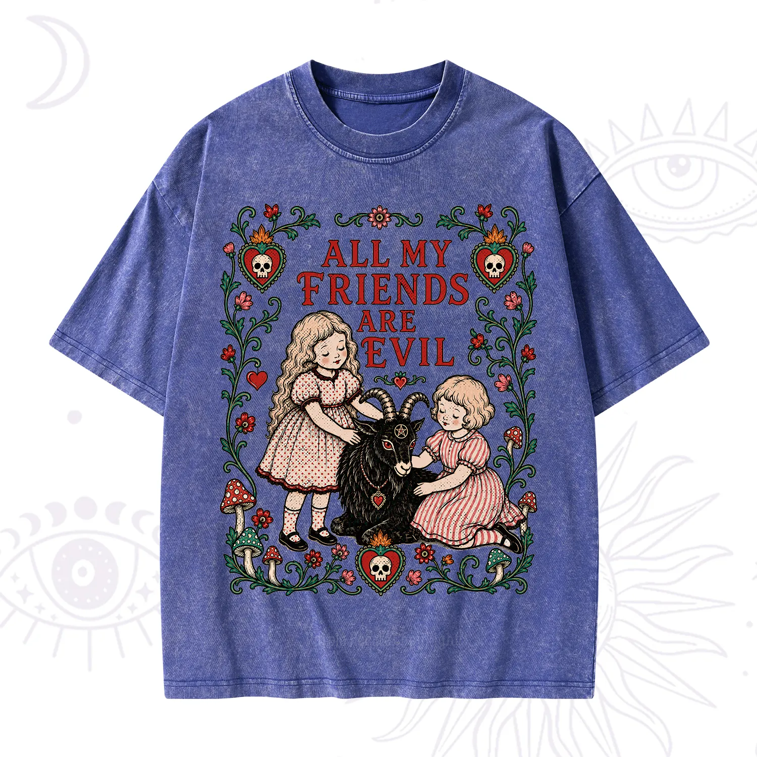 Purplehecate All My Friends Are Evil Washed T-Shirt