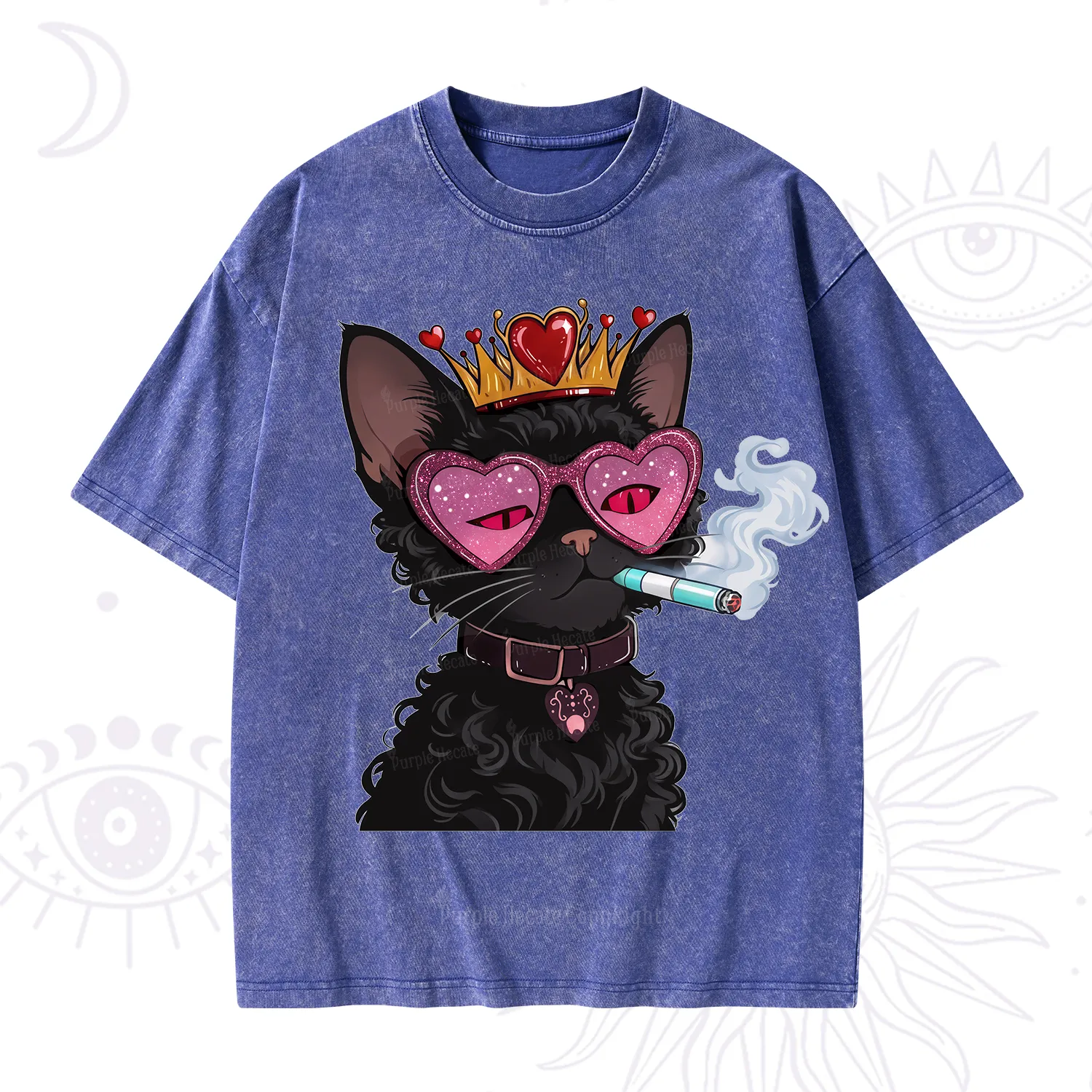 Purplehecate Join the Baddie Era Queen Cat Washed T-Shirt