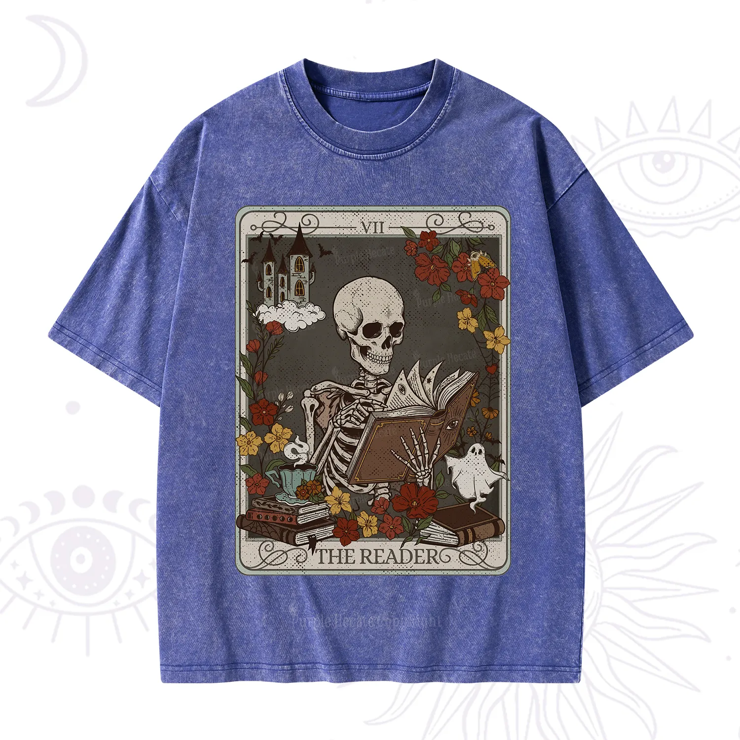 Purplehecate The Reader Tarot Card Washed T-Shirt
