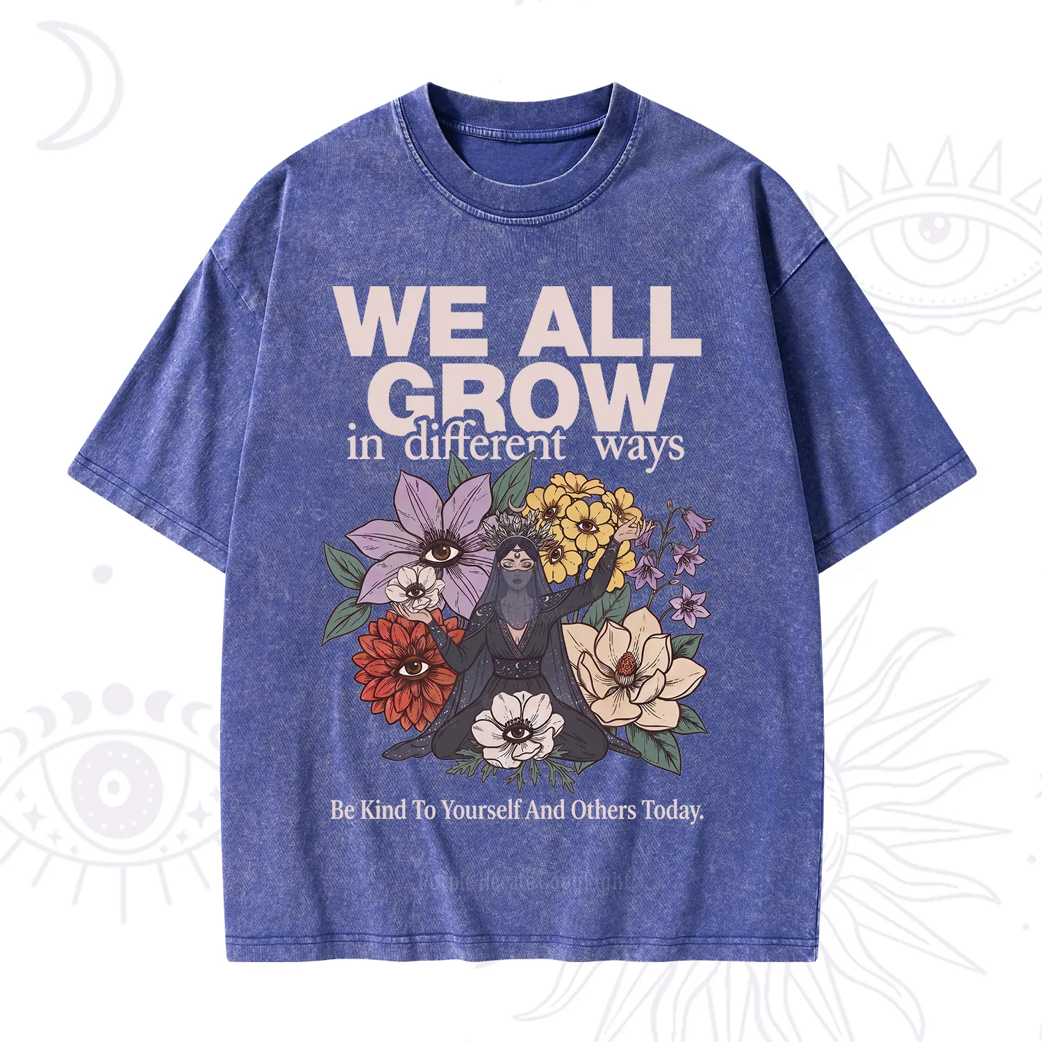 Purplehecate We All Grow Different Ways Floral Washed T-Shirt