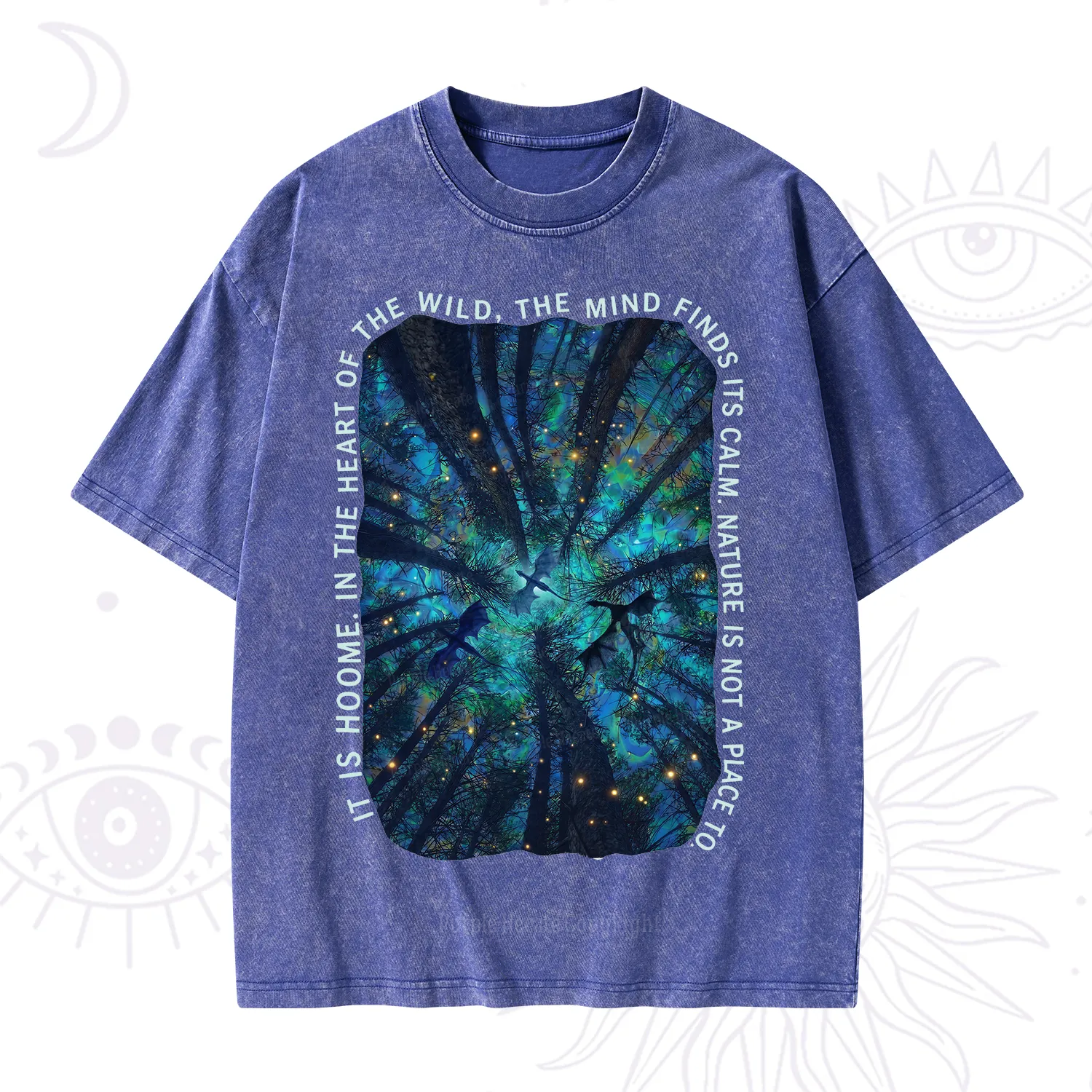 Purplehecate Forest Mindscape Night Sky Washed T-Shirt