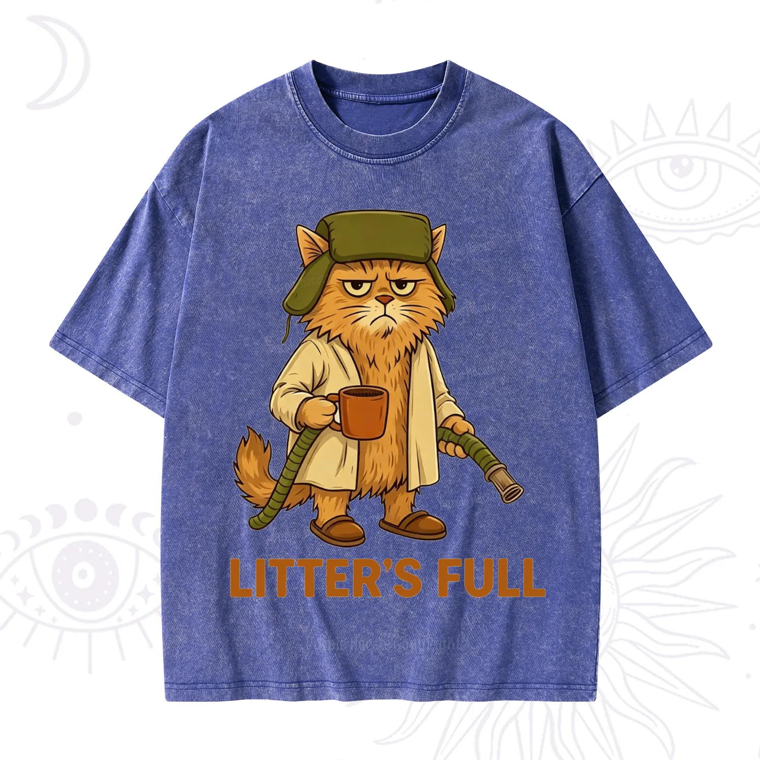 Purplehecate Litter's Full Funny Cat Washed T-Shirt