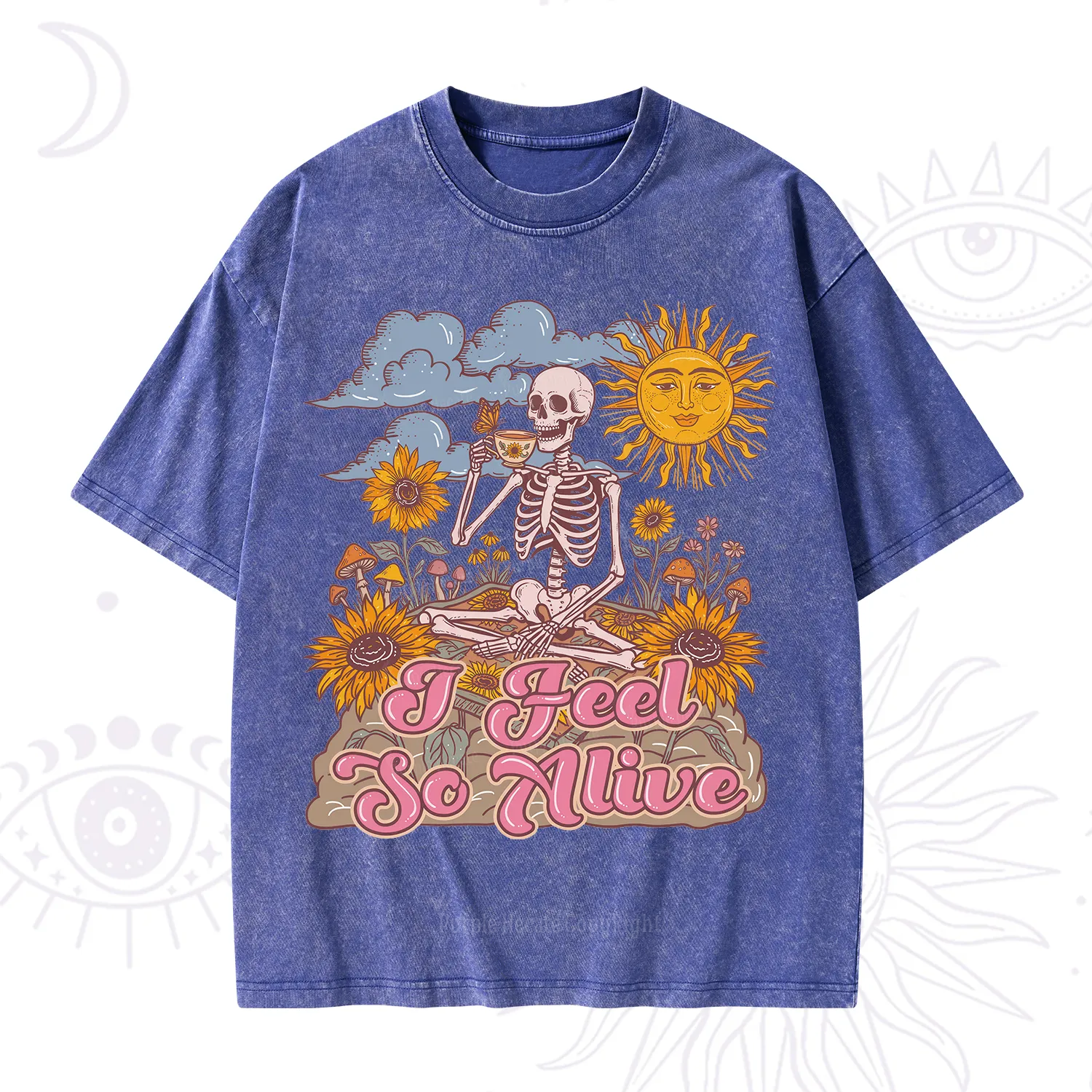 Purplehecate I feel So Alive Dancing Sarcastic Skeleton Washed T-Shirt
