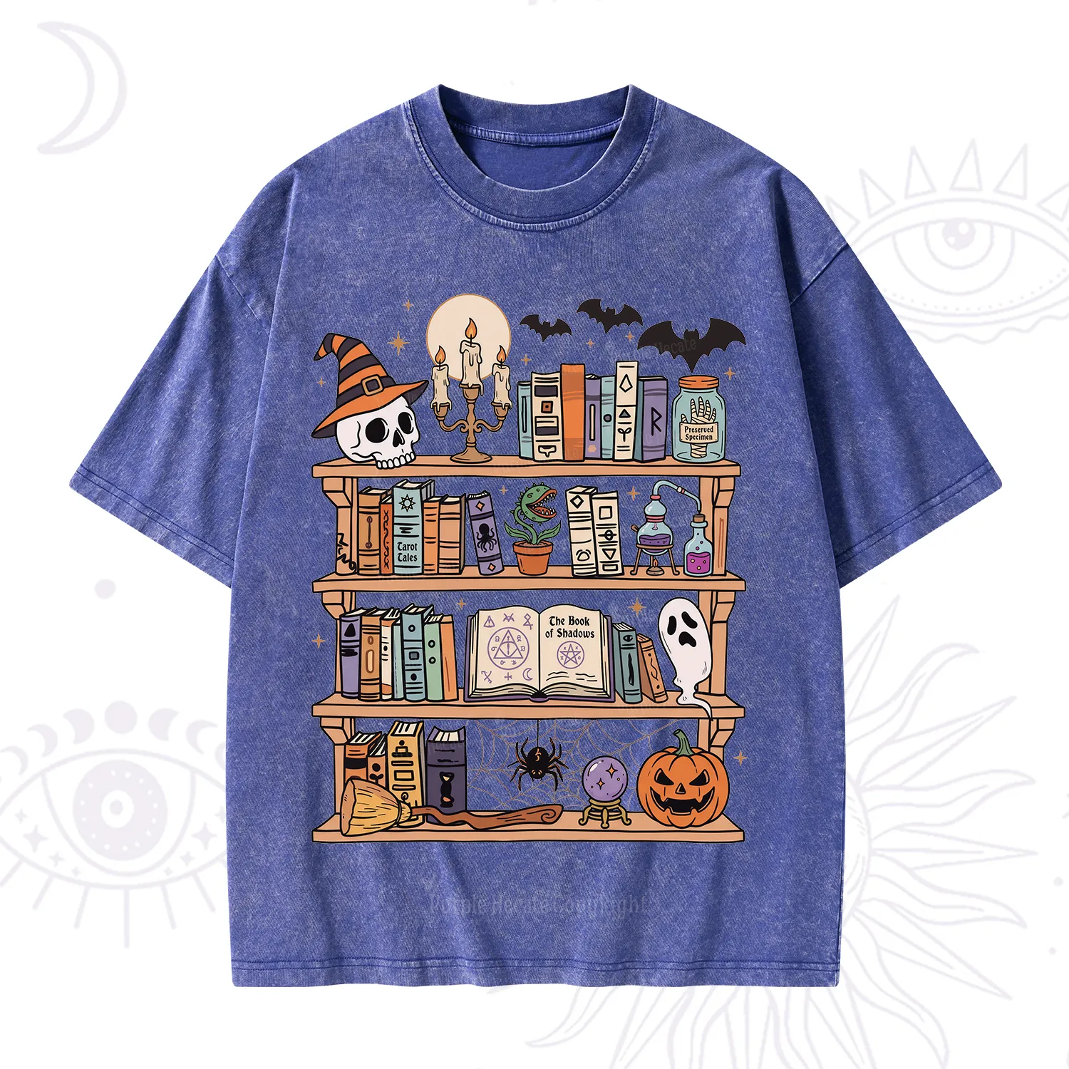 Purplehecate Halloween Library Washed T-Shirt