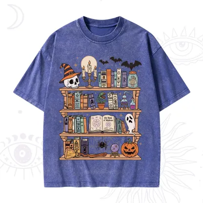 Purplehecate Halloween Library Washed T-Shirt